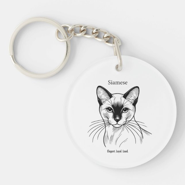 Llavero Siamese Cat Keychain – Elegant. Loyal. Loud. (Frente)