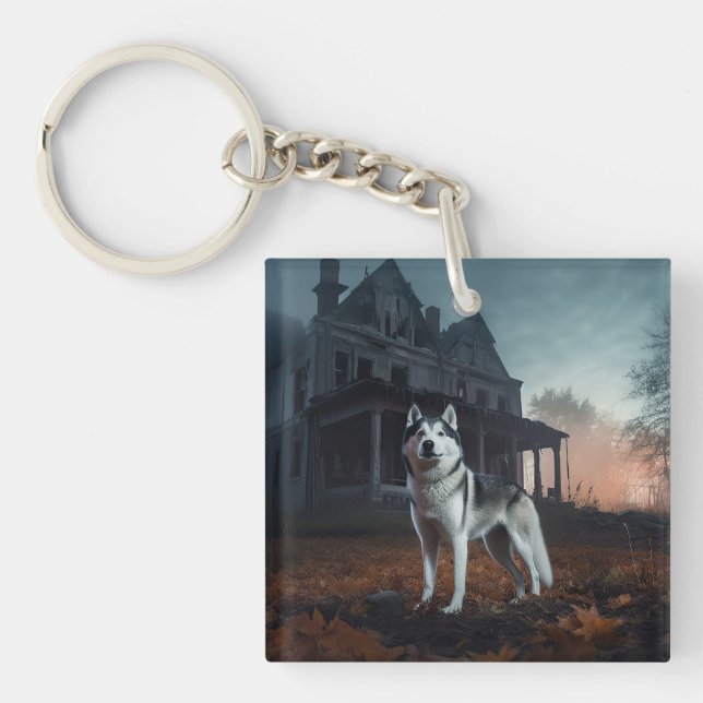 Llavero Siberian Husky Halloween Aterrador (Frente)