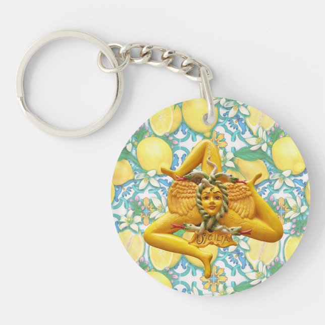 Llavero Sicily Trinacria Yellow  Italian Lemon Ornament (Frente)
