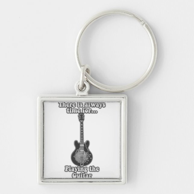 Llavero Siempre hay tiempo para tocar la guitarra. B&W (Frente)