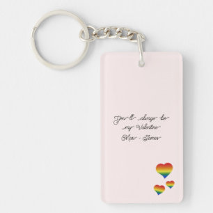 Llavero Siempre serás mi San Valentín Bandera LGBT de cora