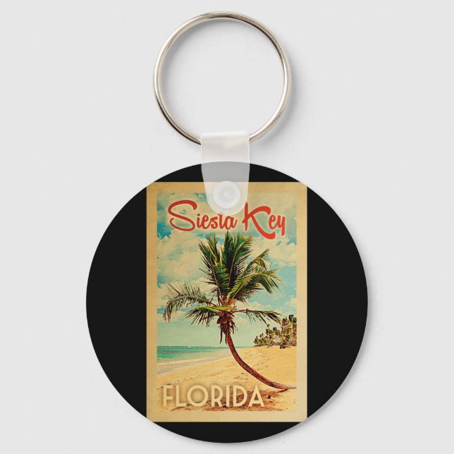Llavero Siesta Key Keychain Florida Palm Tree Beach Retro (Anverso)