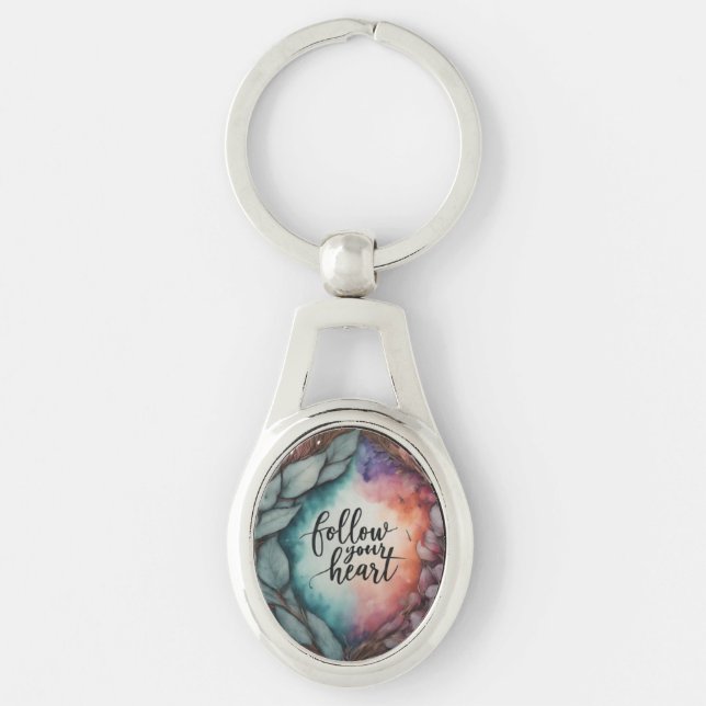 Llavero Siga su corazón - Oval Keychain (Anverso)
