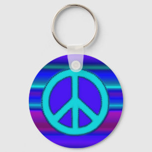 Llavero Signo azul fractal y de paz