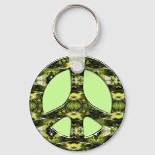 LLAVERO SIGNO DE LA PAZ DE MÁRMOL VERDE Y AMARILLO