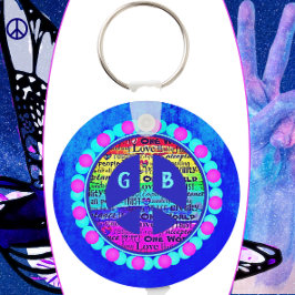 Llavero Signo de la paz del arcoiris de color de agua cont