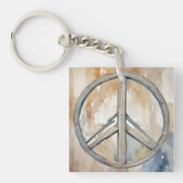 Llavero Signo de paz Arte de pintura acuarela