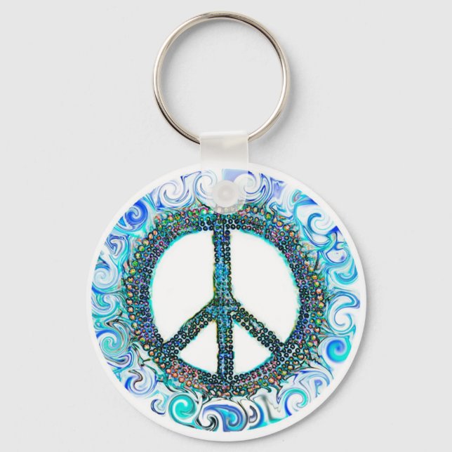 Llavero Signo de paz con olas azules (Anverso)
