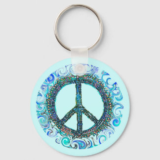 Llavero Signo de paz con olas azules