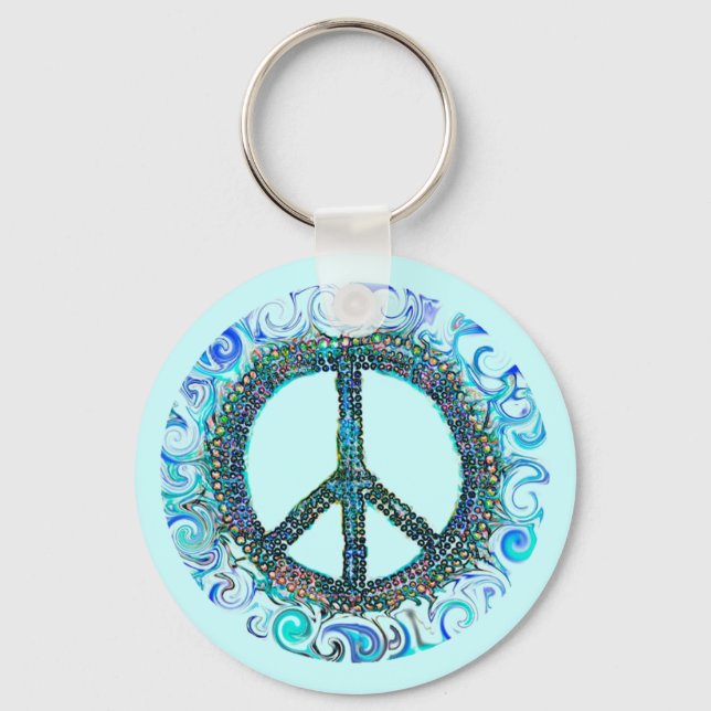 Llavero Signo de paz con olas azules (Anverso)