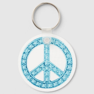 Llavero Signo de paz de las joyas verdes azules