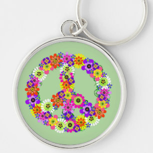 Llavero Signo de paz floral