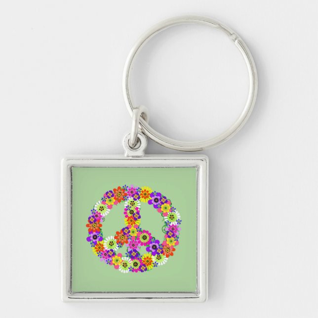 Llavero Signo de paz floral (Frente)