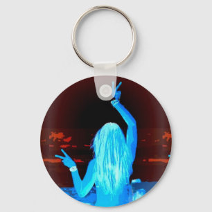 Llavero signo de paz hippie azul