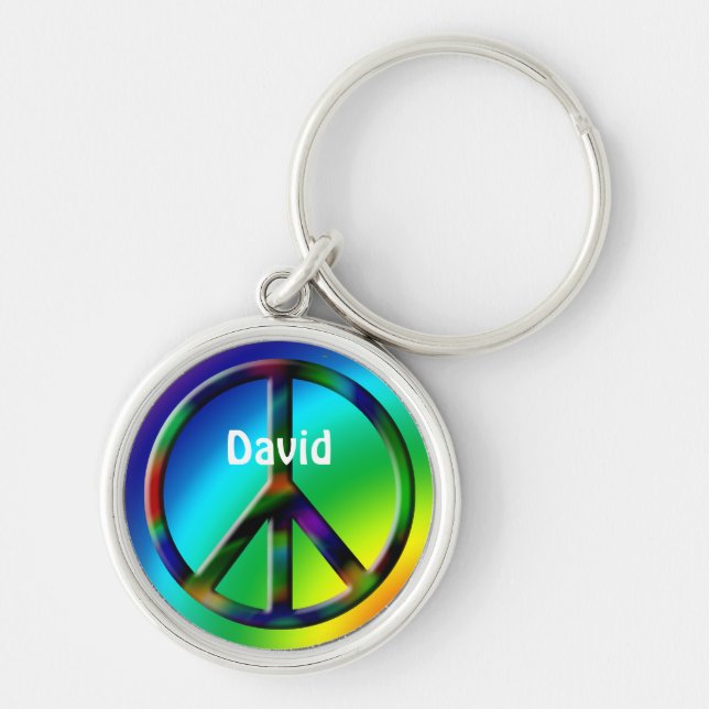 Llavero Signo de paz hippie personalizado (Frente)