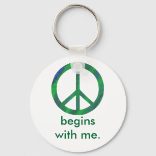 Llavero Signo de paz verde azul, comienza conmigo las cade