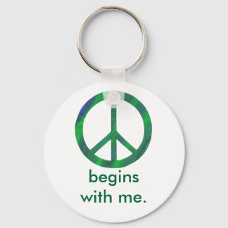 Llavero Signo de paz verde azul, comienza conmigo las cade