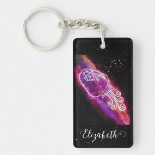 Llavero Signo Personalizado Galaxia Acuario Zodiaco