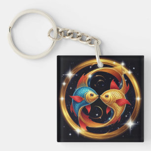 Llavero Signo zodiacal de Piscis en un estilo artístico có