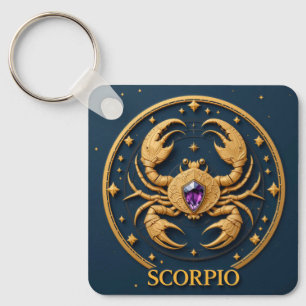 Llavero Signo zodiacal Escorpio dorado con joya