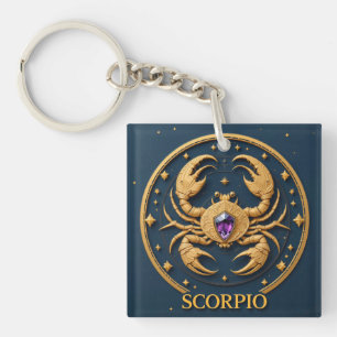 Llavero Signo zodiacal Escorpio dorado con joya