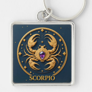 Llavero Signo zodiacal Escorpio dorado con joya