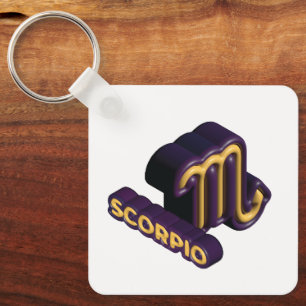 Llavero Signo zodiacal Escorpio y diseño de texto