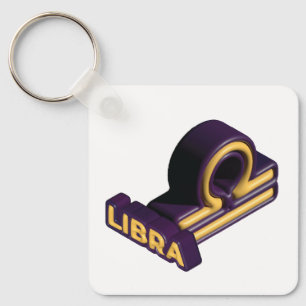 Llavero Signo zodiacal Libra y diseño de texto