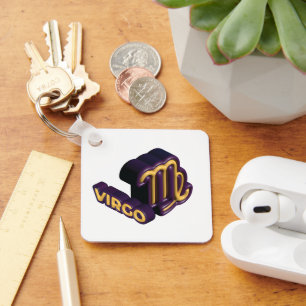 Llavero Signo zodiacal Virgo y diseño de texto