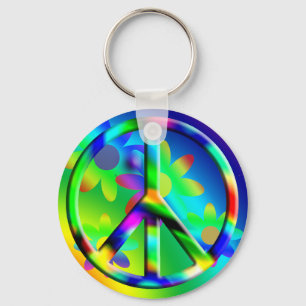 Llavero Signos de paz Flor poder Hippie Keychain