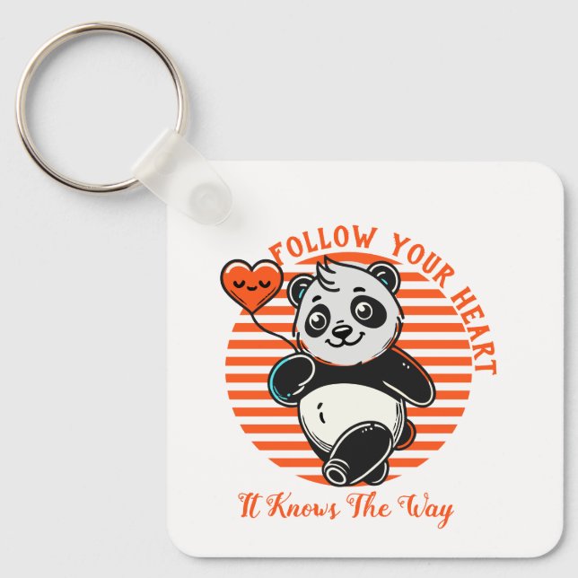 Llavero Sigue tu corazón Panda Cute Inspirador (Anverso)