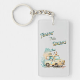 Llavero Sigue tus sueños linda acuarela de tu auto