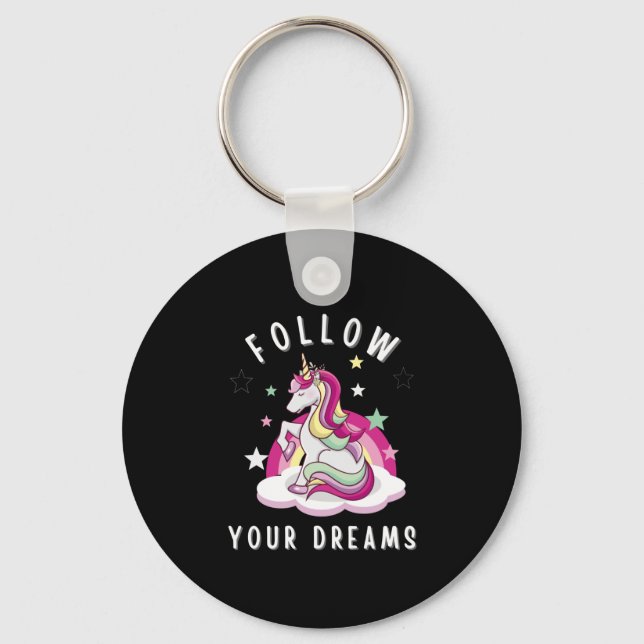 Llavero Sigue tus sueños mi cumpleaños de Unicornio (Anverso)