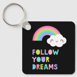 Llavero Sigue tus sueños una nube arcoiris suave