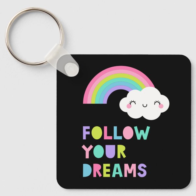 Llavero Sigue tus sueños una nube arcoiris suave (Anverso)