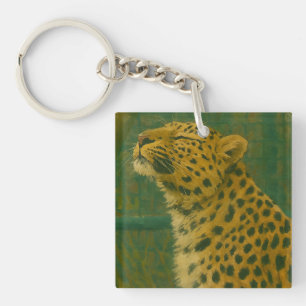 Llavero Silencio iluminado por el sol - Leopardo en paro