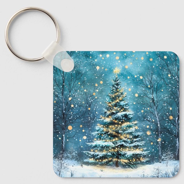 Llavero Silent Night Glow Bright Christmas Forest Tree (Anverso)