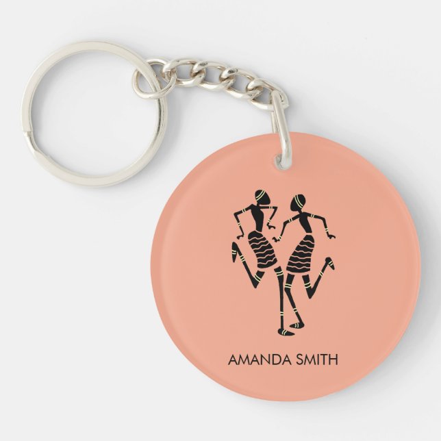 Llavero Silhouette African Art, impresionante danza de car (Frente)