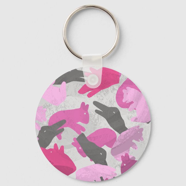 Llavero Silhouette Animal Camouflage Pink (Anverso)