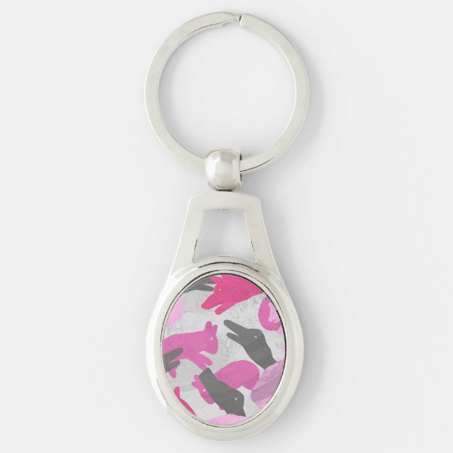 Llavero Silhouette Animal Camouflage Pink (Anverso)