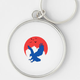Llavero Silhouette de águila azul con cadena de claves de