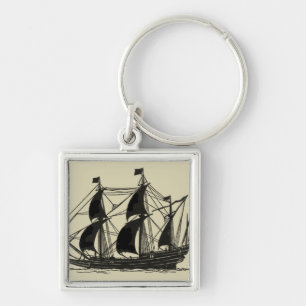 Llavero Silhouette de barco con velas de barrido