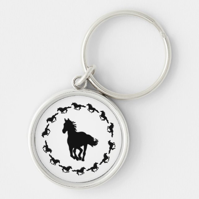 Llavero Silhouette de diseño de caballos (Frente)