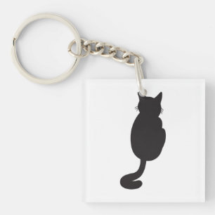 Llavero Silhouette de gato negro minimalista
