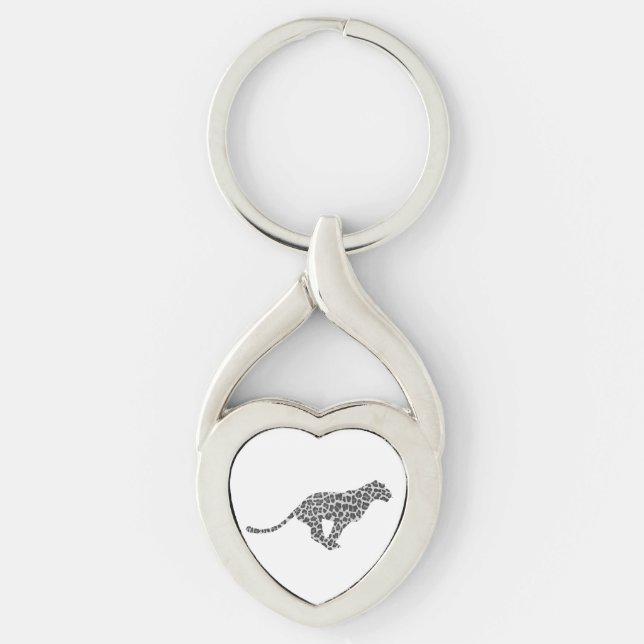 Llavero Silhouette de Gris y Gris claro Leopardo (Anverso)