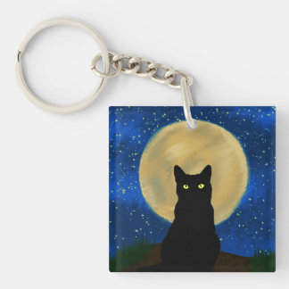 Llavero Silhouette de Halloween Black Cat Moonlit