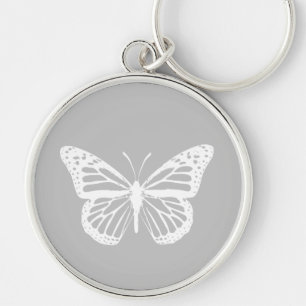 Llavero Silhouette de mariposa monarca blanca sobre