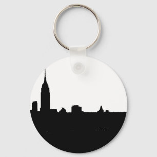 Llavero Silhouette de Nueva York en blanco y negro