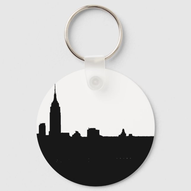 Llavero Silhouette de Nueva York en blanco y negro (Anverso)