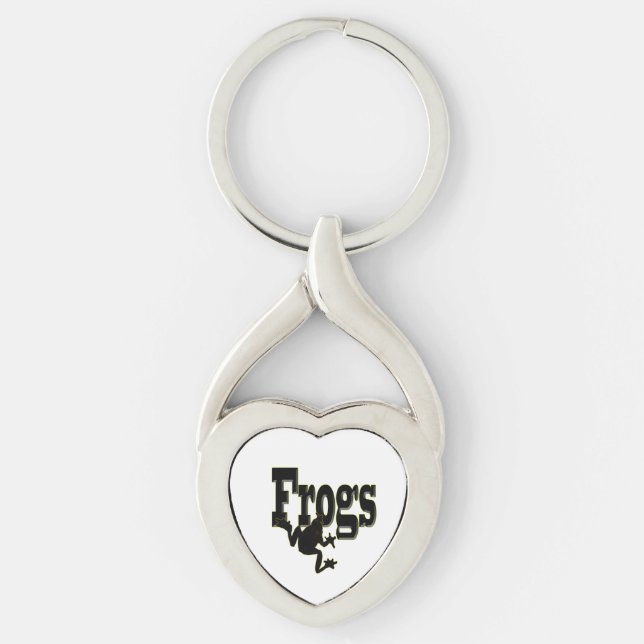 Llavero Silhouette de una rana trepando a la palabra 'rana (Anverso)